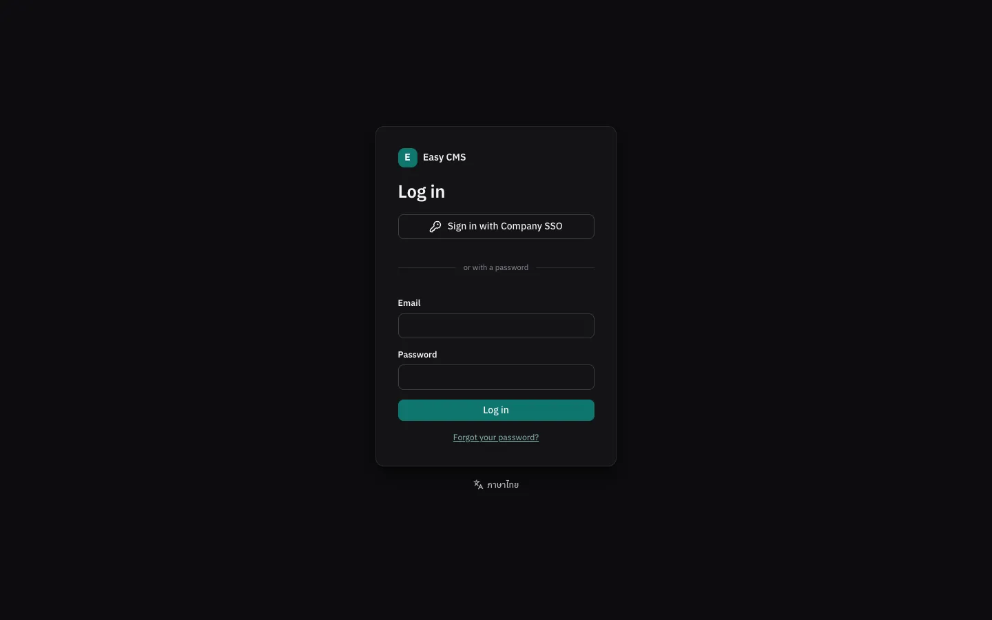 The login page with a Sign in with Company SSO button above the password form